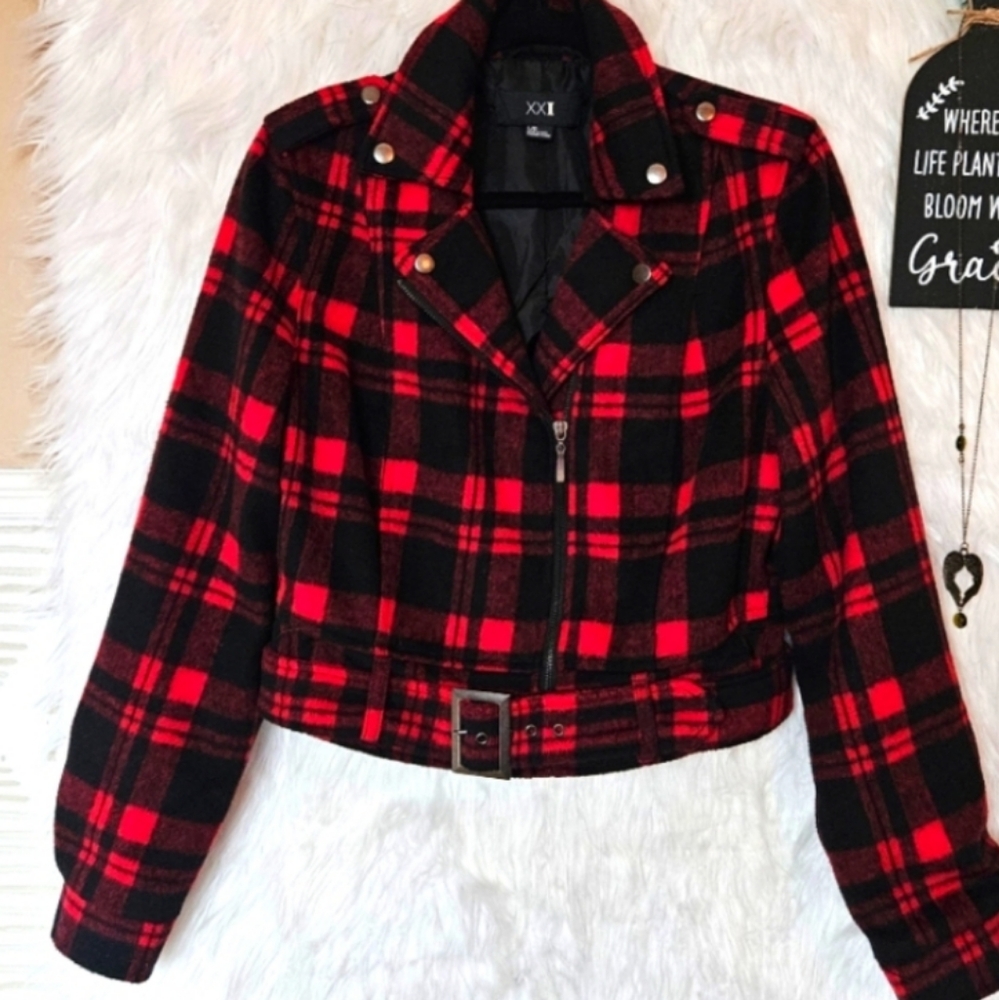 Red and Black Lumberjack  Bomber Jacket size L